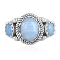 thumbnail image 1 of Sterling Silver Blue Lace Agate 3-Stone Ring, Sizes 5 to 11, 1 of 9