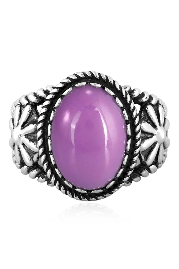 Sterling Silver Phosphosiderite Concha Flower Ring, Sizes 5 to 11