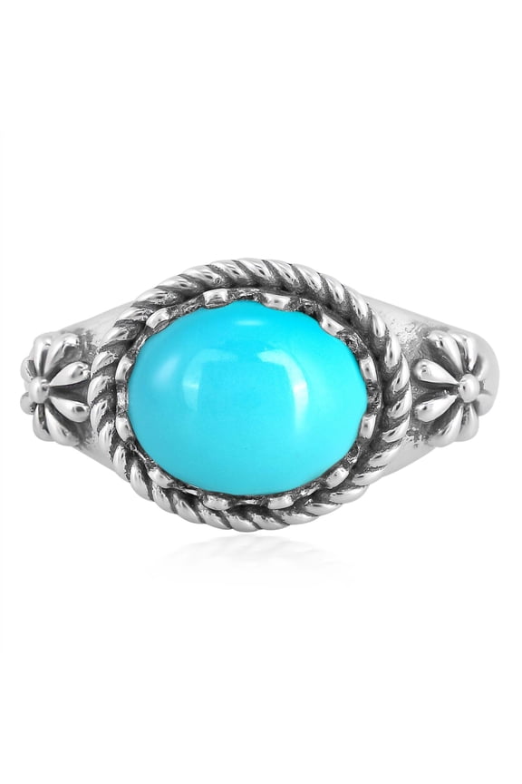 Sterling Silver Sleeping Beauty Turquoise East West Ring, Sizes 5 to 11