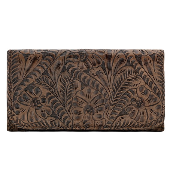 American West Ladies' Tri-Fold Wallets Handcrafted Leather