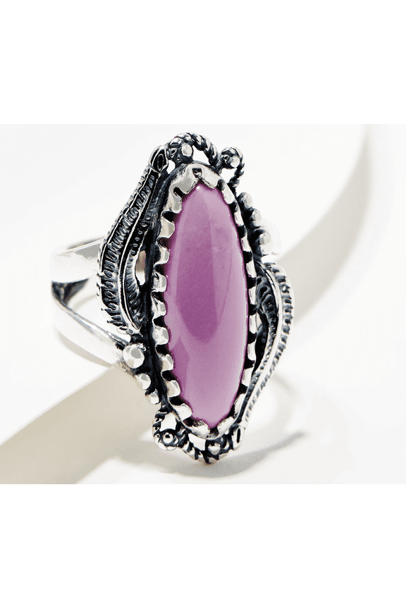 American West Leaf & Scroll Sterling Silver Oval Phosphosiderite Ring Size 8