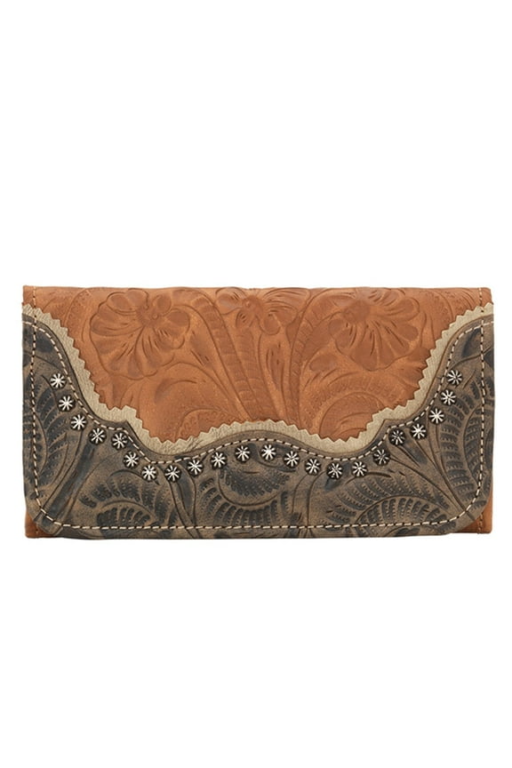 American West Saddle Ridge Ladies' Tri-Fold Wallet Handcrafted Leather