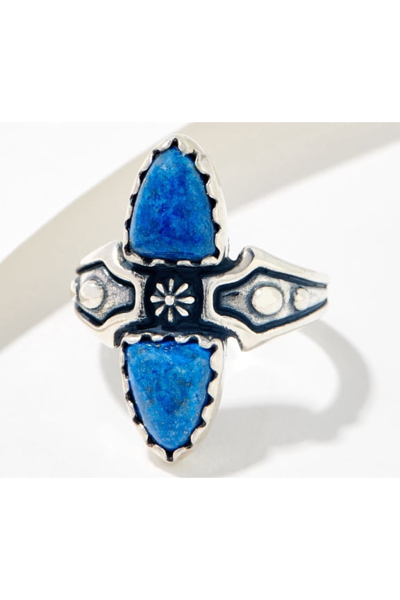 American West Sterling Silver Shield Shape Lapis Ring, Size 8
