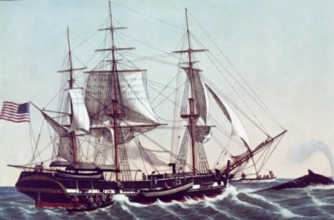 American Whaler by Currier and Ives 1834-1907 Canvas Art - Currier and Ives (24 x 36)