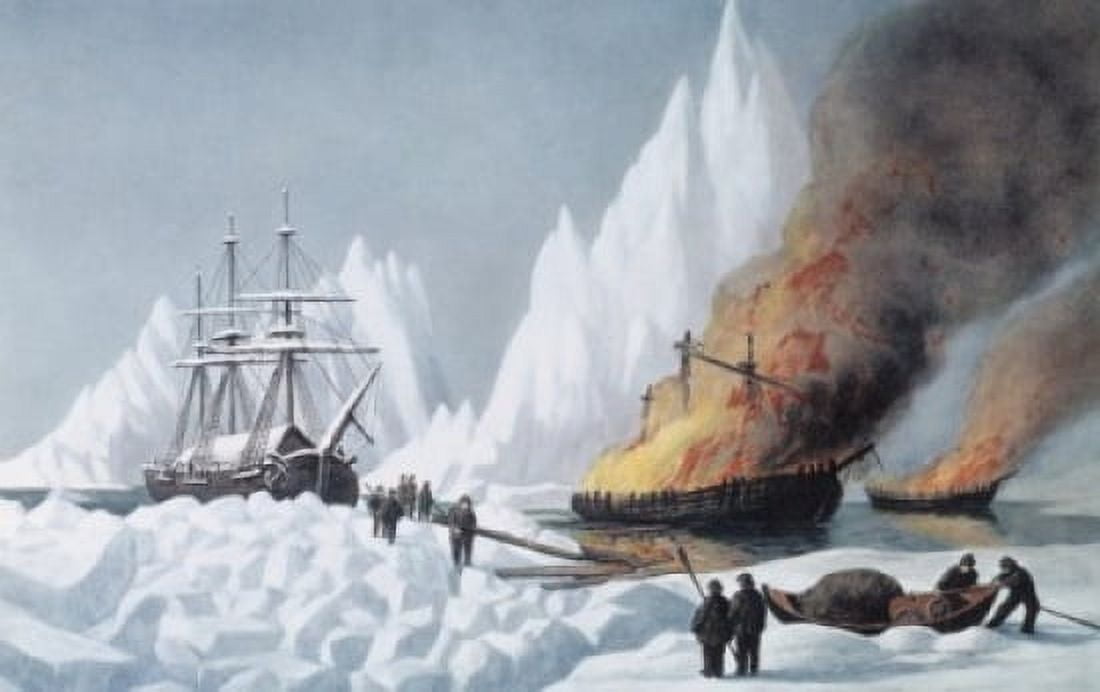 American Whalers Crushed In The Ice Currier & Ives (1834-1907 American) Canvas Art - Currier & Ives (18 x 24)