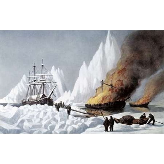 American Whalers Crushed In The Ice Poster Print by Currier and Ives (24 x 36)