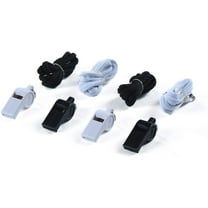 American Whistle Corporation - 126 dB Plastic Black and White Referee Whistles with Lanyards Pack 4