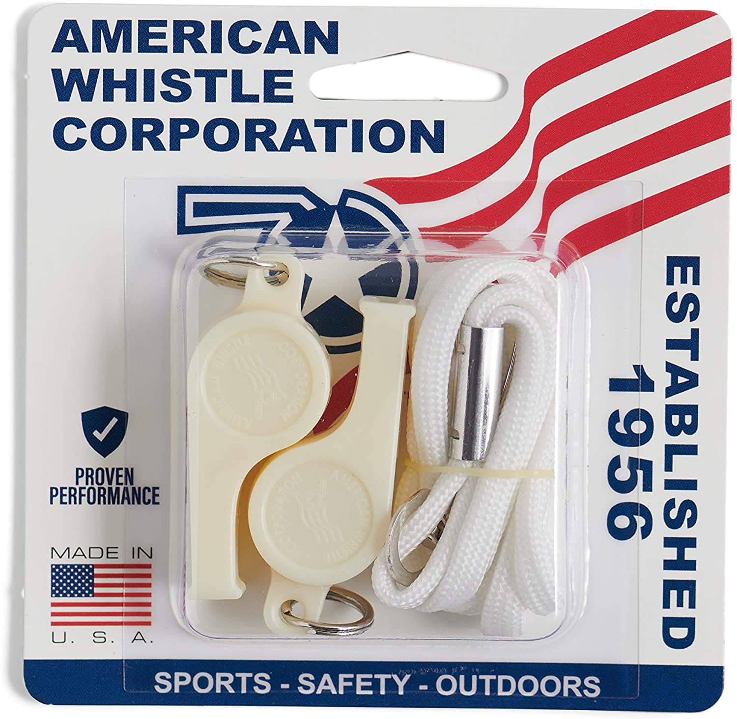 American Whistle Corporation Safety Whistles Pack of 2 with Lanyard