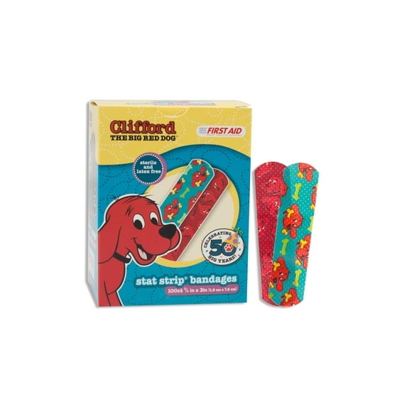American White Cross Stat Strip Clifford the Big Red Dog Adhesive Strip, ¾ x 3 Inch, Dukal 15960, 1 Count