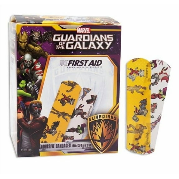 American White Cross Stat Strip Kid Design (Guardians of the Galaxy) Adhesive Strip, 3/4 x 3 Inch, Dukal 1087740, 100 Count