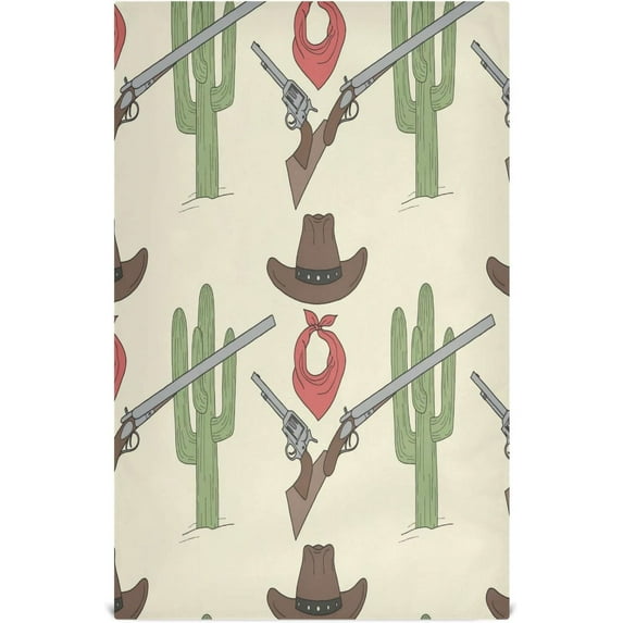 American Wild West Cowboy Dish Towels Set of 6, Cactus Shotgun Washable Tea Towels Dishcloths Lint-Free 18x28 Inch Fast Drying for Kitchen Restaurant Bar Clean