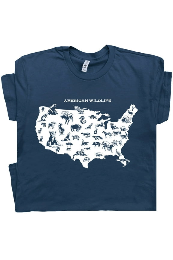 American Wildlife T Shirt Yellowstone National Park Shirt For Men Women Outdoor Theme Graphic Tee USA Map Yosemite Widerness