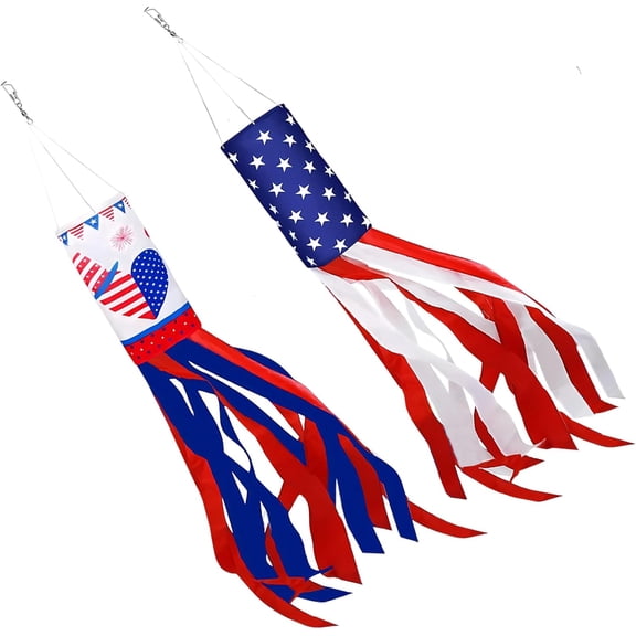 American Wind Socks 2pcs 4th of July Decorations for Outdoor Hangings40 Inch