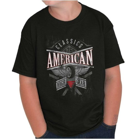 American Winged Wheel Vintage Racing Crewneck T Shirts Boy Girl Teen Brisco Brands X