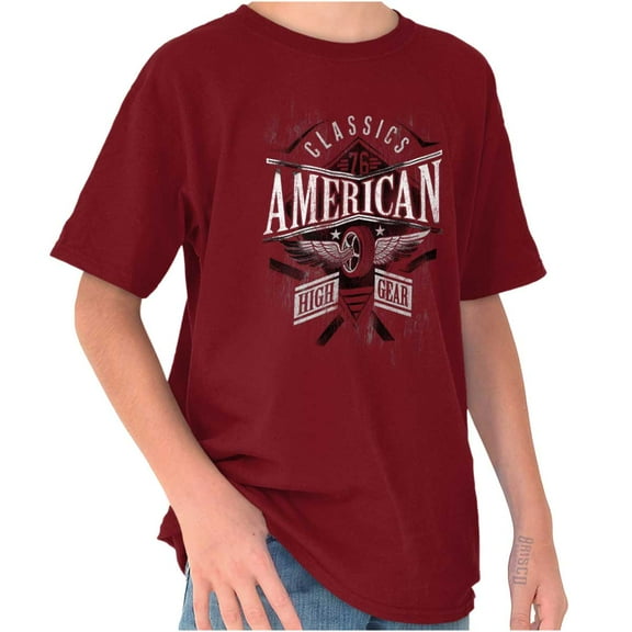American Winged Wheel Vintage Racing Crewneck T Shirts Boy Girl Teen Brisco Brands X