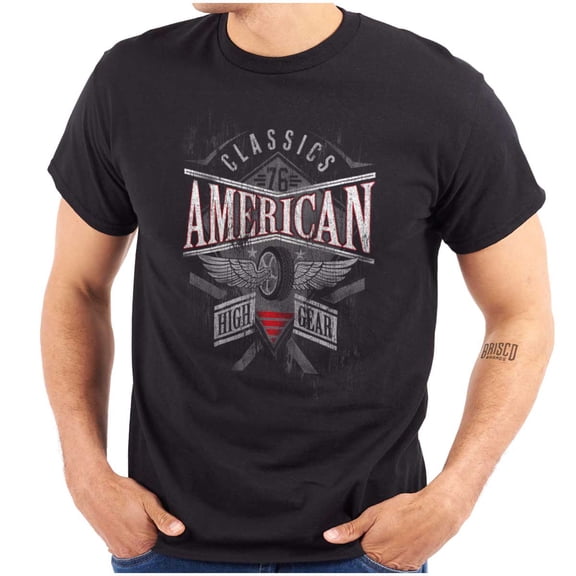 American Winged Wheel Vintage Racing Men's Graphic T Shirt Tees Brisco Brands L