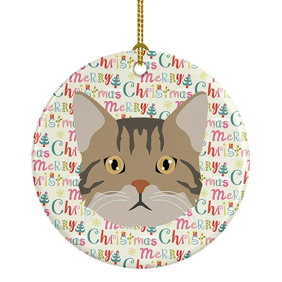American Wirehair Cat Christmas Ceramic Ornament 2.8 in x 2.8 in