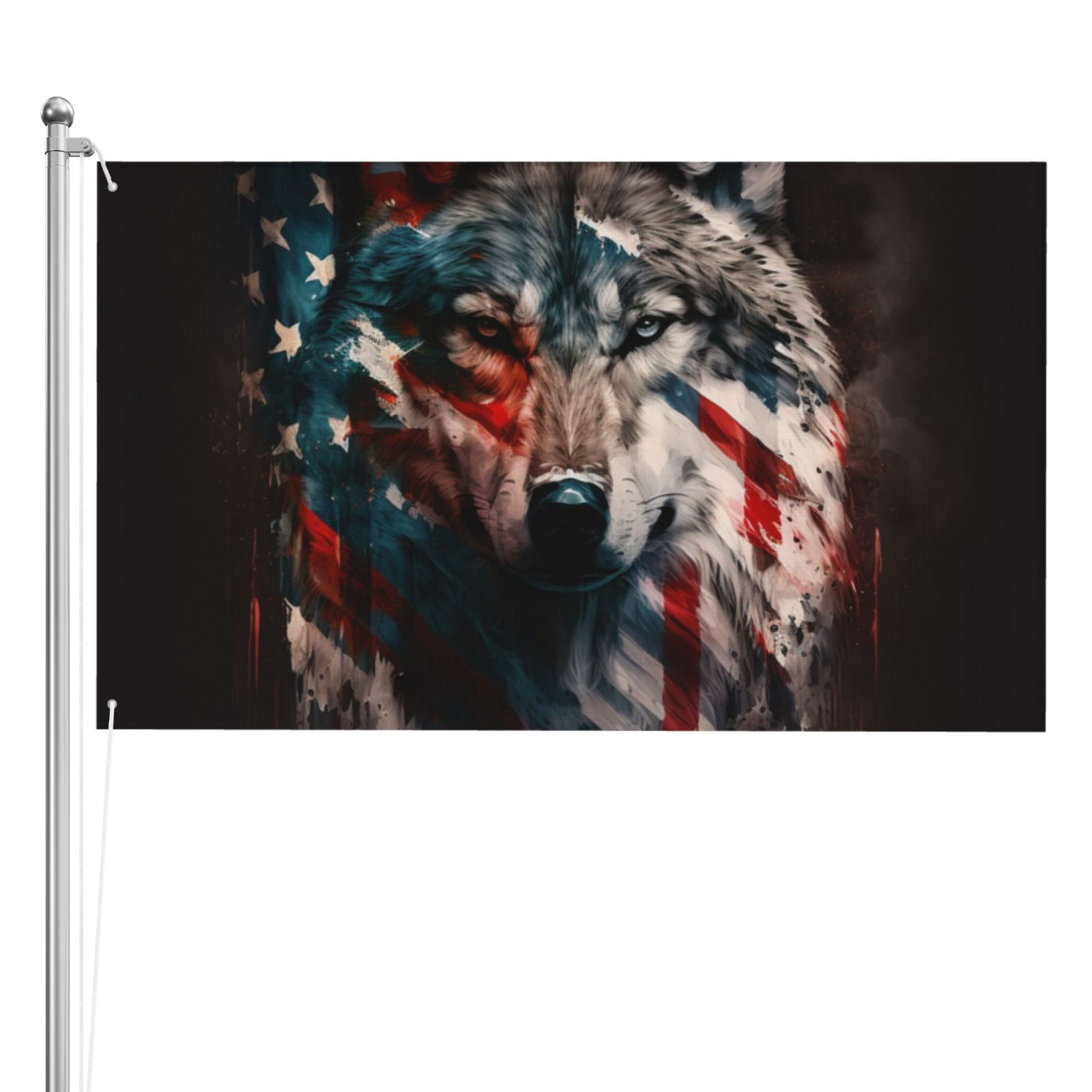 American Wolf USA Flag Double Sided Flag 3x5FT Reversible Garden Flag Outdoor Decor for House, Porch, Lawn, Yard, Indoor Wall, Party Decoration
