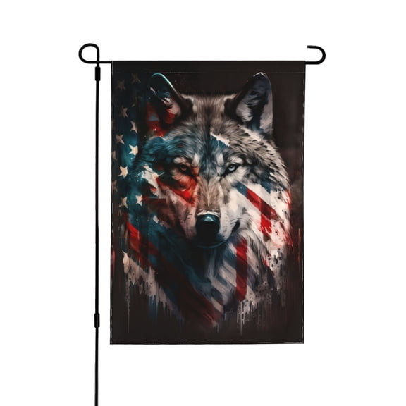 American Wolf USA Flag Double Sided Garden Flag 12.5x18 Outdoor Decorative Yard Banner for Patio Lawn Garden