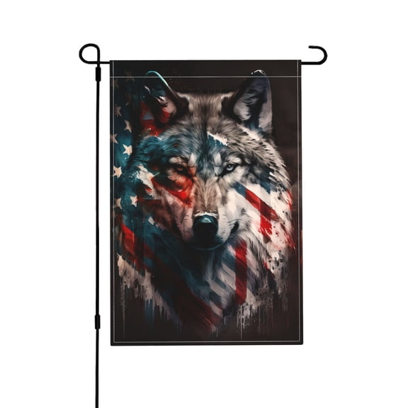 American Wolf USA Flag Garden Flag Outdoor House Flags 12 X 18 Inch Banner Yard Home Decoration