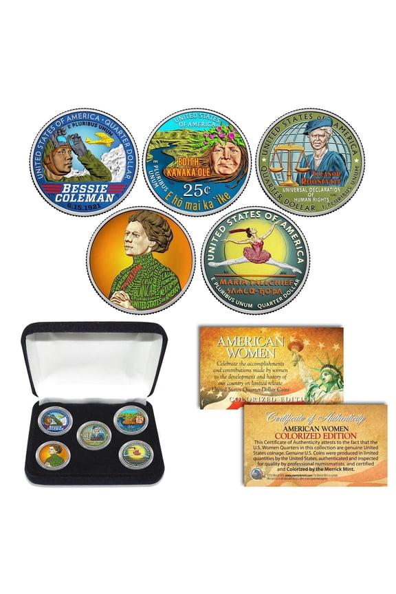American Women 2023 Series U.S. Mint Colorized Quarters 5-Coin Set in Capsules w/BOX