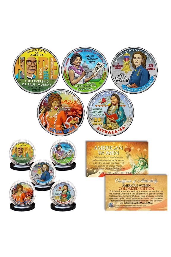 American Women 2024 Series U.S. Mint Colorized Quarters 5-Coin Set in Capsules