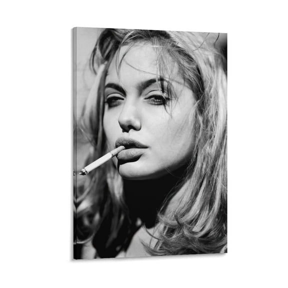 American Women Film Directors Angelina Jolie Smoking Black And White Poster Picture Print Wall Art Poster Painting Canvas Posters Artworks Gift Room Aesthetic 24x36inch(60x90cm)
