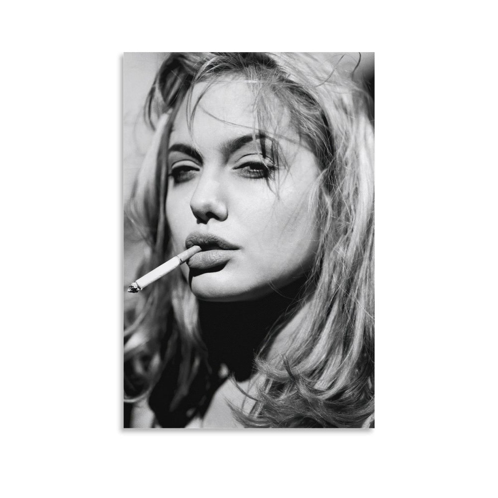 angelina jolie cigarette American Women Film Directors Angelina Jolie Smoking Black And White Poster  Poster Cool Artworks Painting Wall Art Canvas Prints Hanging Picture Home