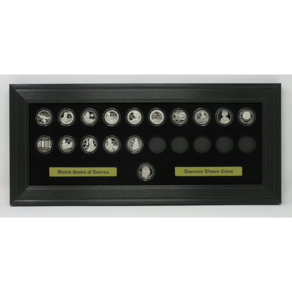 American Women Quarter Coins (Not Included) Wall Display Picture Frame Holds 21 Coins Made in the USA