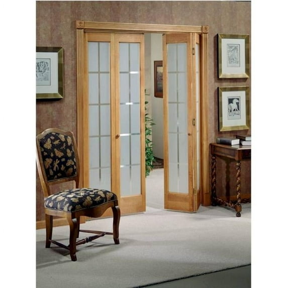 American Wood 837330 36 x 80 in. Full Glass Mission Bifold Door, Unfinished Pine