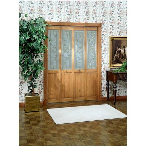 American Wood 861726 30 x 80 in. Half Glass Giverny Bifold Door, Unfinished Pine
