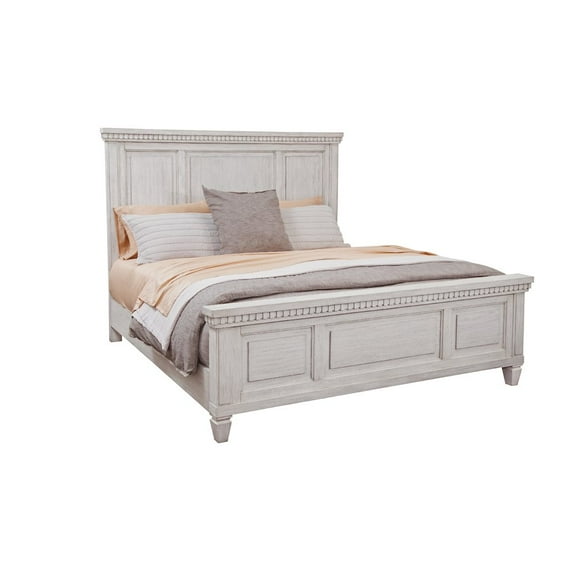 American Woodcrafters 66"W Salter Path Wood Queen Panel Bed in Oyster White