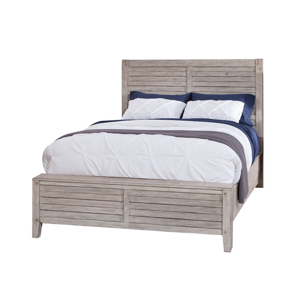 Aurora Gray Wood King Panel Bed with Storage Drawers