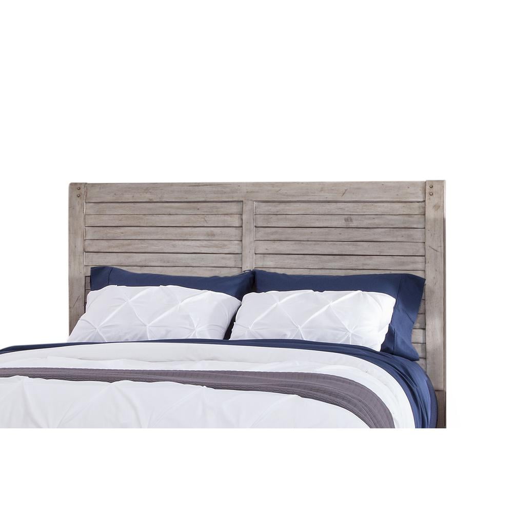 Aurora Whitewashed Wood Queen Panel Headboard with Planked Details