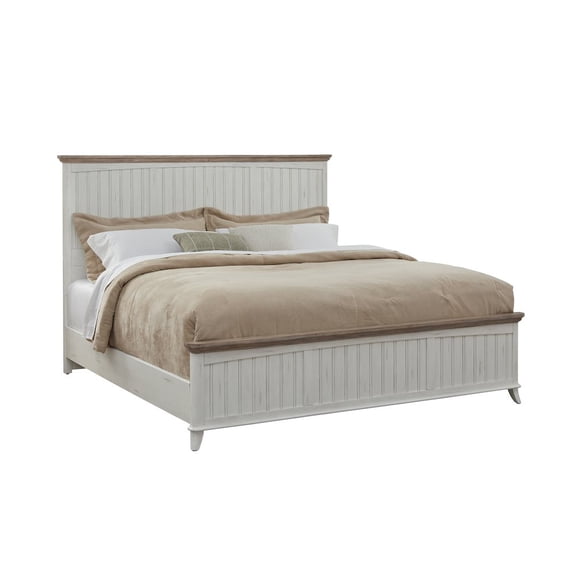 American Woodcrafters Beach Comber Full Bed - Weathered White - Sand Top