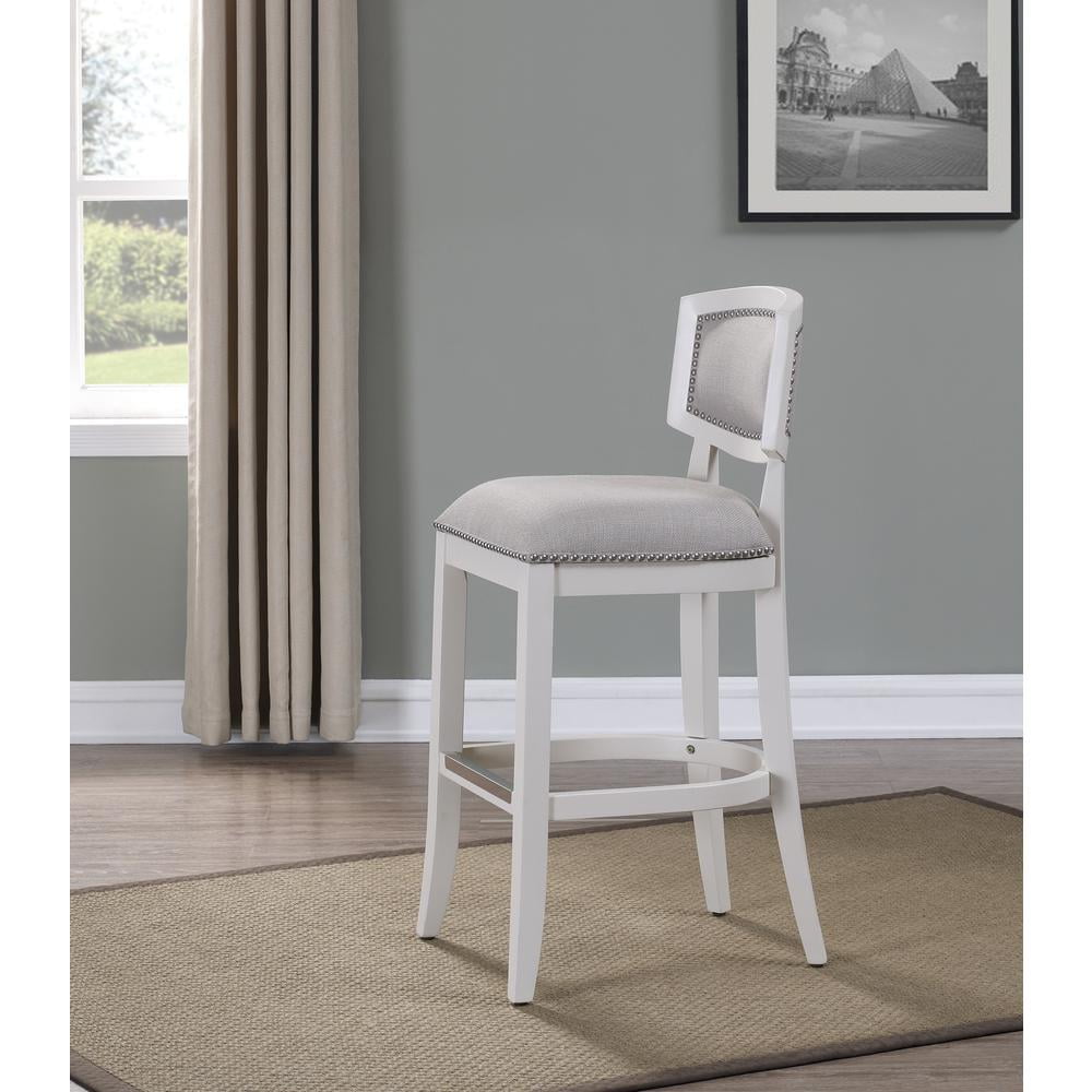 Amelia Adjustable Traditional Bar Stool in Antique White and Beige