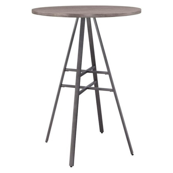American Woodcrafters Chesson Gray Metal and Wood 42" High Round Pub Table