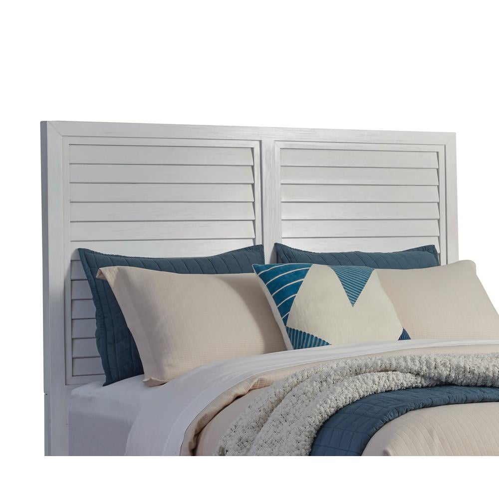 White Mahogany Queen Panel Headboard with Louvered Design