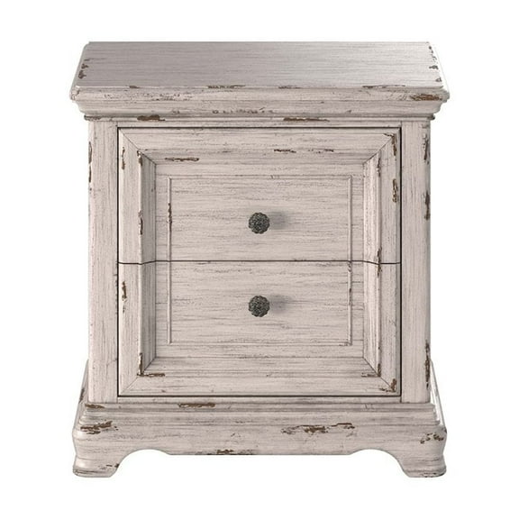 American Woodcrafters Providence Antique White Wood Two Drawer Nightstand