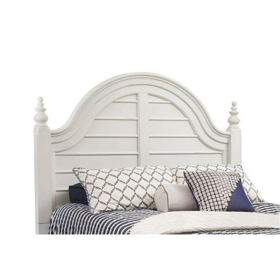 American Woodcrafters Rodanthe Dove White Queen Wood Panel Headboard