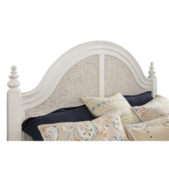 American Woodcrafters Rodanthe Dove White Queen Woven Wood Frame Headboard