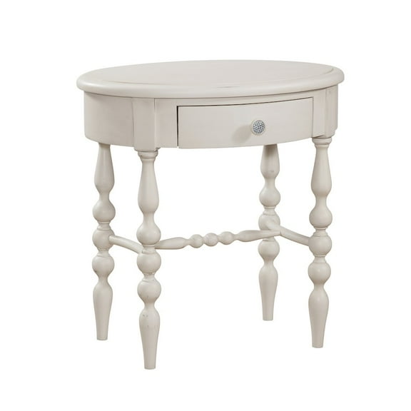 American Woodcrafters Rodanthe Dove White Wood Oval Accent Table