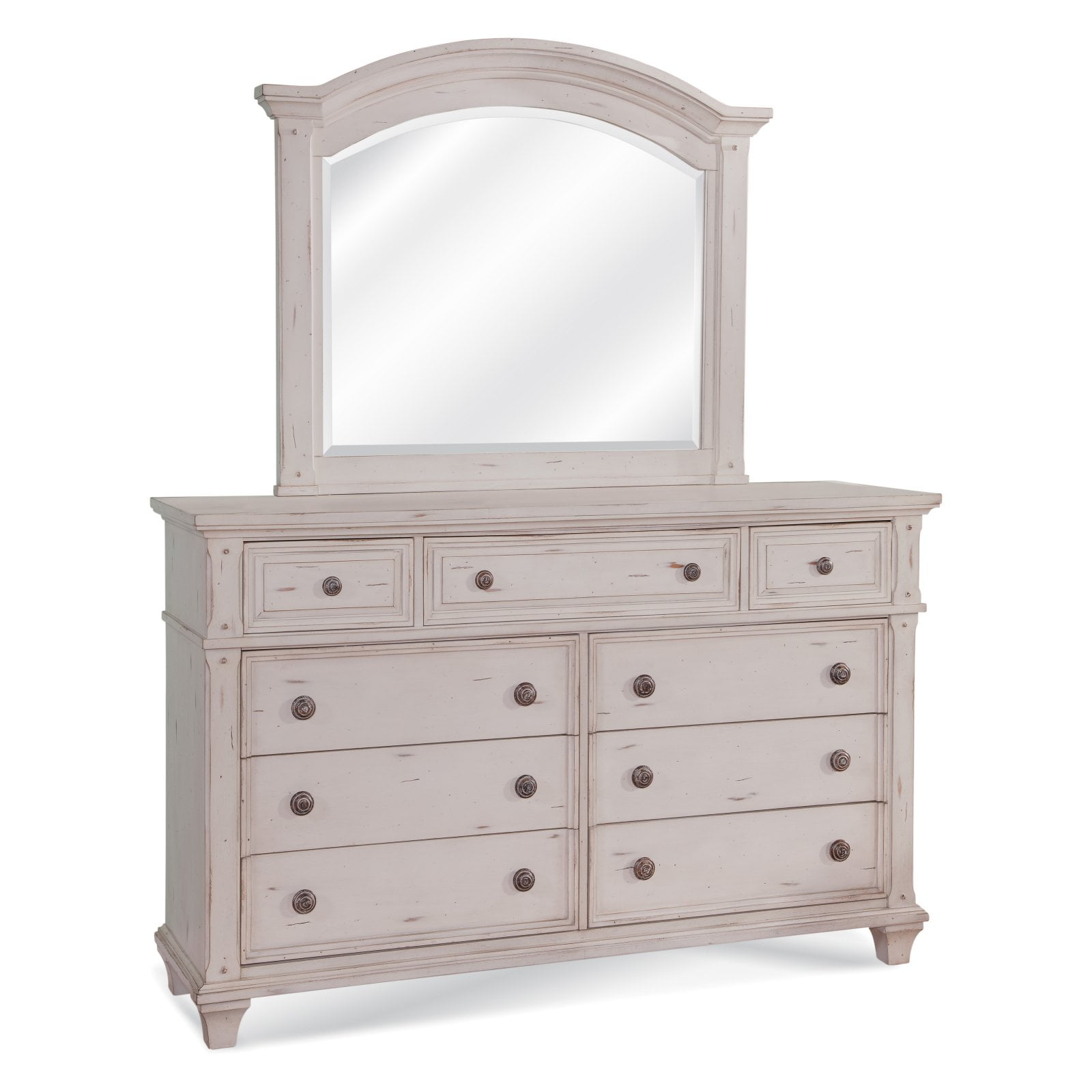 Cobblestone White Mahogany 9-Drawer Cottage Dresser