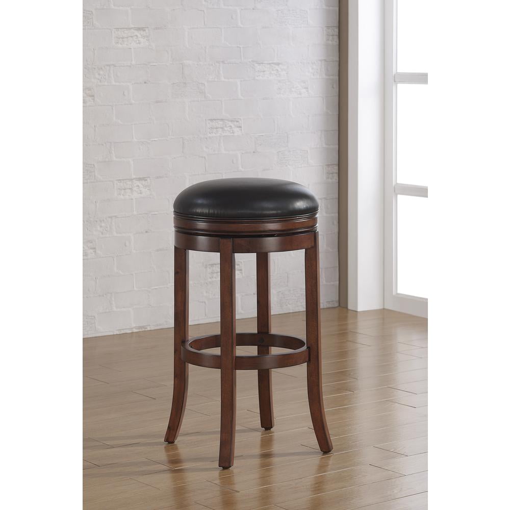 American Woodcrafters Stella 34-inch Backless Medium Walnut Wood Tall Bar Stool