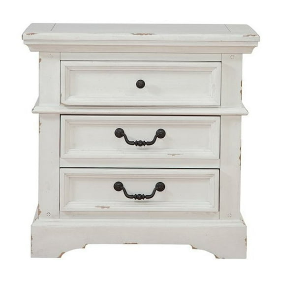 American Woodcrafters Stonebrook 3-Drawer Antique White Wood Nightstand