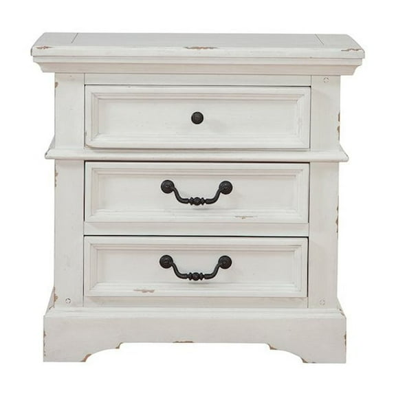 American Woodcrafters Stonebrook 3-Drawer Antique White Wood Nightstand