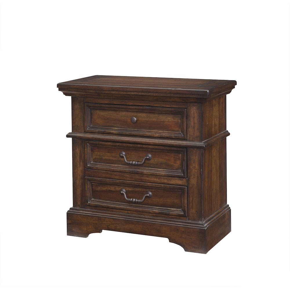 Stonebrook Tobacco Brown Hardwood 3-Drawer Nightstand