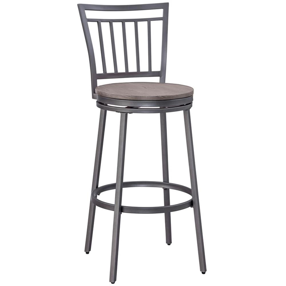 Talia Industrial Slate Gray Swivel Counter Stool with Hardwood Seat