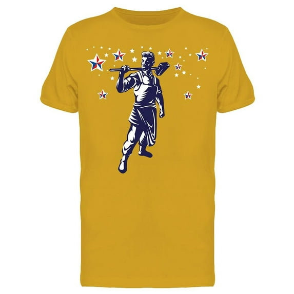 American Worker Carrying Mallet T-Shirt Men -Image by Shutterstock, Male Medium