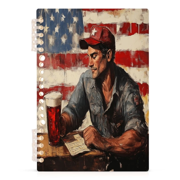 American Worker and Flag Notebooks 1-subject Journal 60 Sheets A5 College Ruled Paper Detachable Ring 8.3"x5.7"